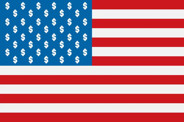 Alternative USA flag with dollar symbols — Stock Vector