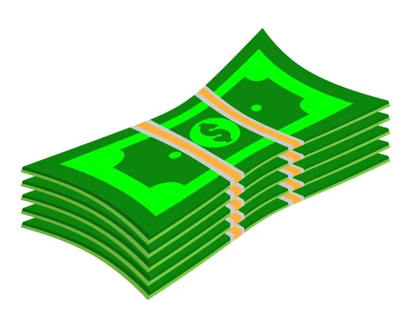 Paquetes vectoriales de billetes de dólar en varios ángulos. Montón de dinero Ilustración isométrica —  Fotos de Stock