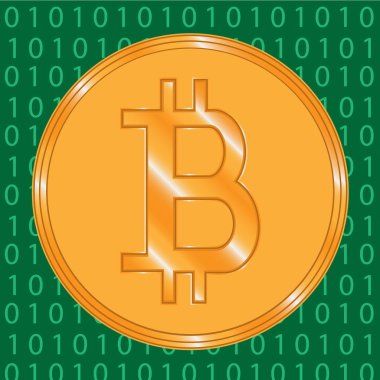 bitcoin Kripto-para sikke ile zemin üzerine yeşil ikili şifre