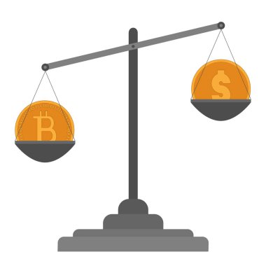 Terazi bitcoin Kripto-para sikke ve Doları para ile