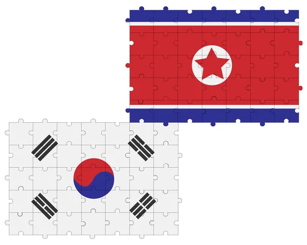 Norte e sul da Coreia em forma de quebra-cabeça — Vetor de Stock