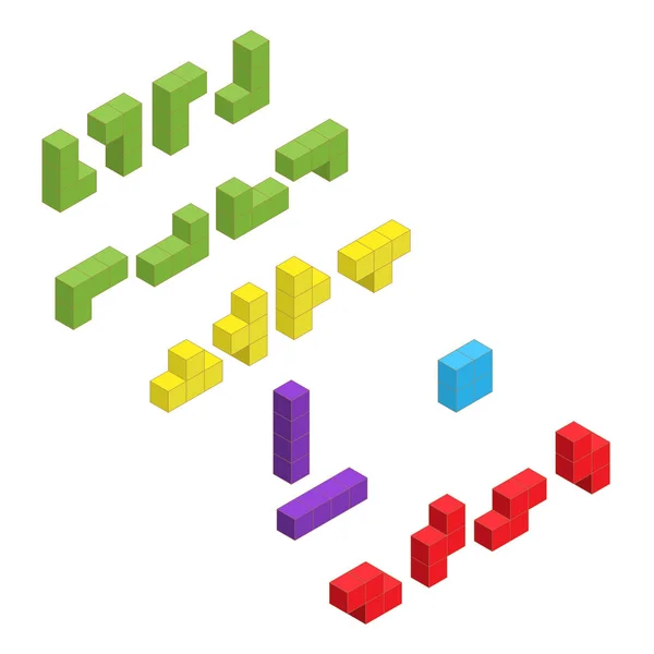 Tetris blokları izometrik illüstrasyon renk