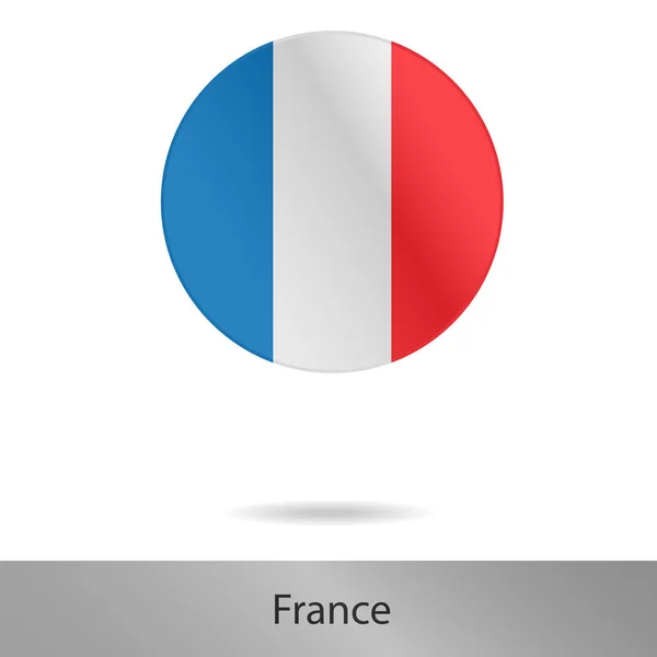 Icône ronde France avec ombre — Image vectorielle