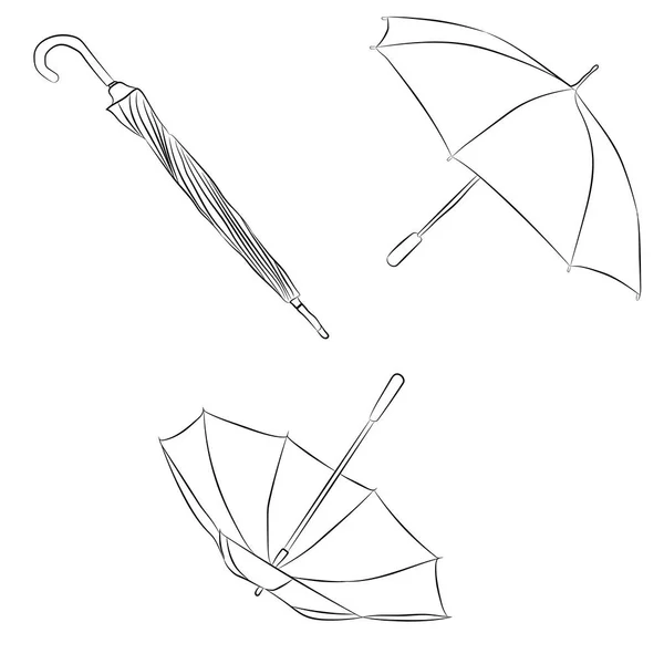 Kreslí v sadě deštník tužka — Stockový vektor