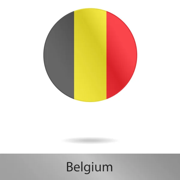 Ikon bulat Belgia dengan bayangan - Stok Vektor