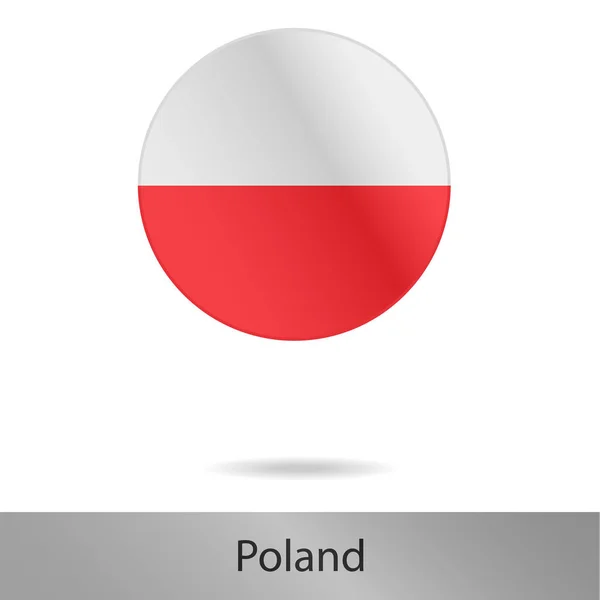 Pologne icône ronde avec ombre — Image vectorielle