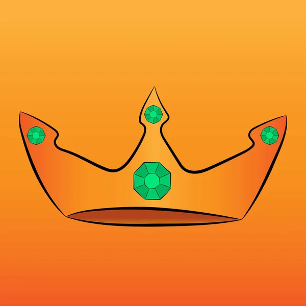 Gold crown with green gems — Stock Vector