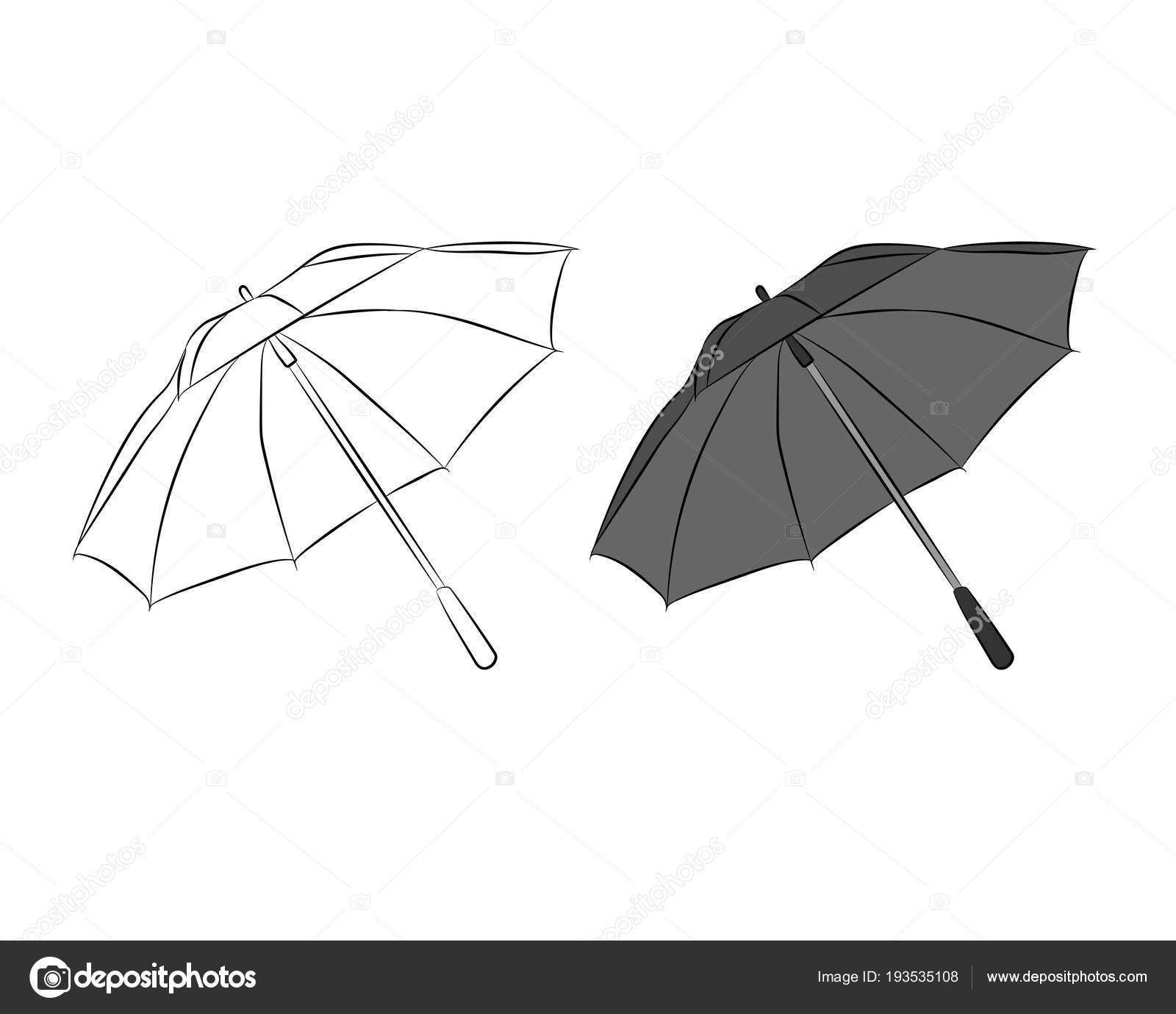 黒い傘の輪郭を鉛筆で描画 ストックベクター C V Lab