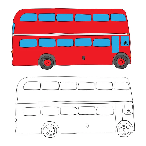 Londra otobüs kontur kurşun kalemle çizim