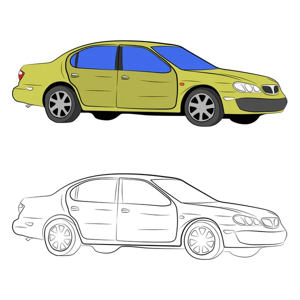 Ciudad coche vector dibujo ilustración — Vector de stock