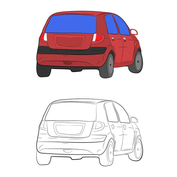 Ciudad coche vector dibujo ilustración — Vector de stock