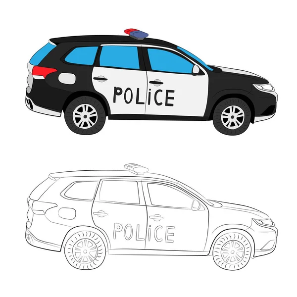 Police car vector drawing illustration — Stock Vector