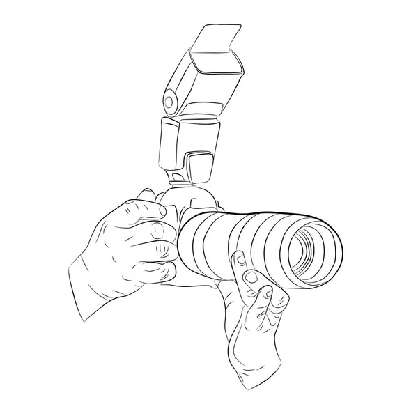 Ręce, Strzelanie na aparat wektor ilustracja — Wektor stockowy