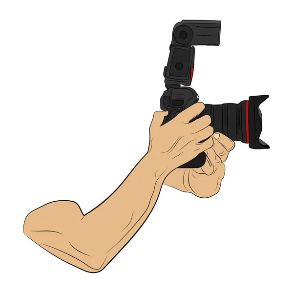 Handen schieten op camera vector tekening van illustratie — Stockvector