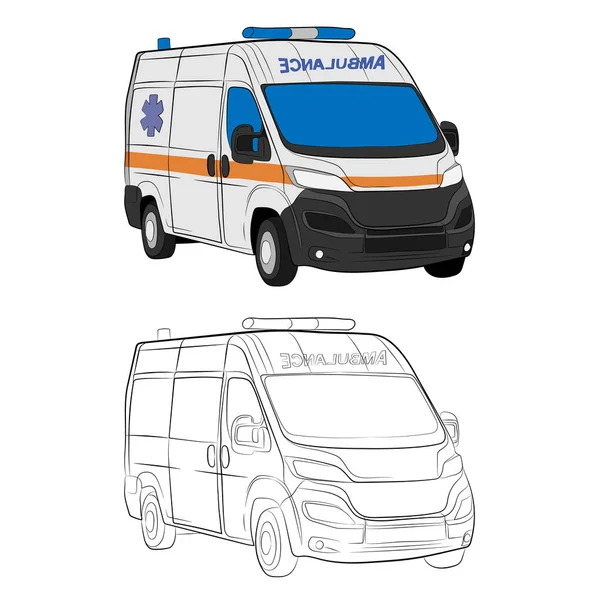 Ambulancia coche vector dibujo ilustración — Vector de stock