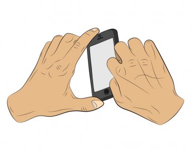 Akıllı telefon vektör çizim holding eller