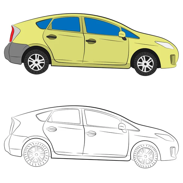 Ciudad coche vector dibujo ilustración — Vector de stock