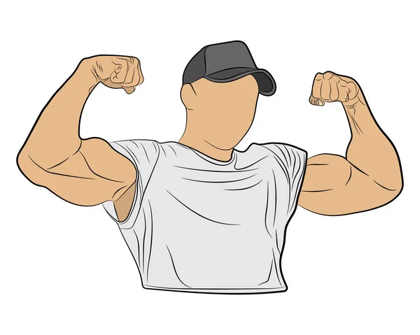 Inflated body muscle man vector drawing illustration — Stock Vector