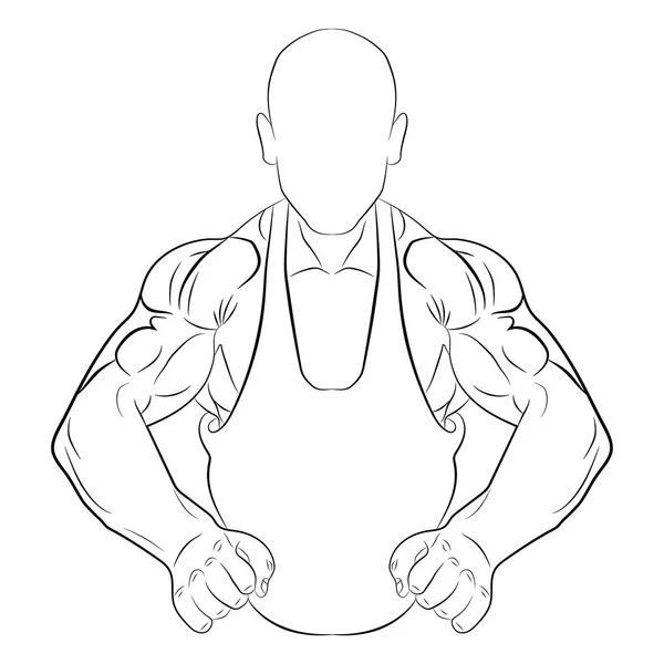 Gonfiato corpo muscolo uomo vettore disegno illustrazione — Vettoriale Stock