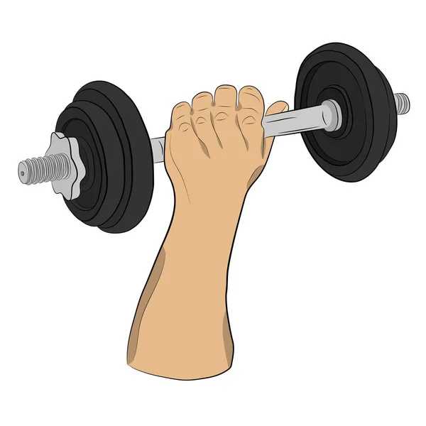 Hand with barbell. body building concept vector drawing illustration — Stock Vector