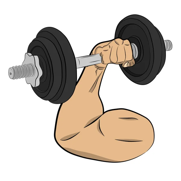 Hand with barbell. body building concept vector drawing illustration — Stock Vector