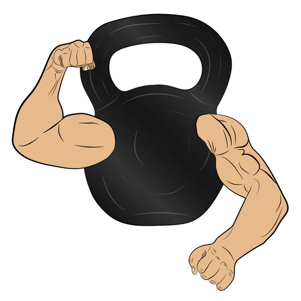 Poids avec myscle mains musculation concept vectoriel dessin illustration — Image vectorielle