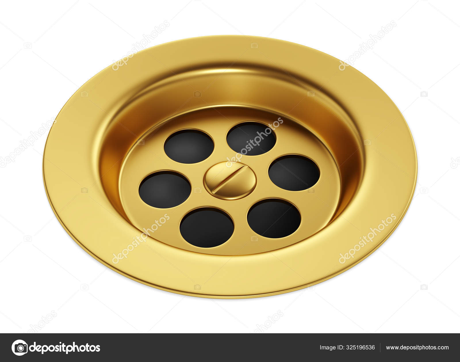 Gelbes Metall-Waschbecken Loch auf weißem Hintergrund — Stockfoto