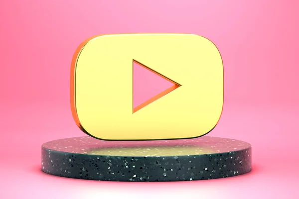 Gold message bubble with play video button — Stockfoto