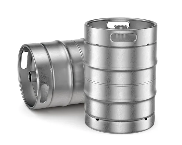 Metal beer kegs isolated on white background — Stock Photo, Image