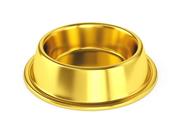 Золотий метал порожня домашня миска на білому тлі — стокове фото