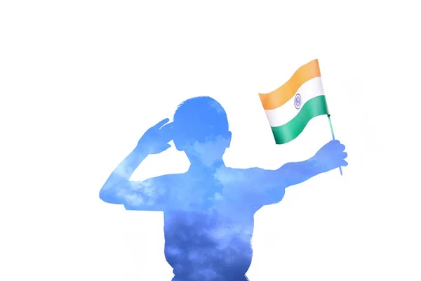 Bandera India Mano Niño —  Fotos de Stock