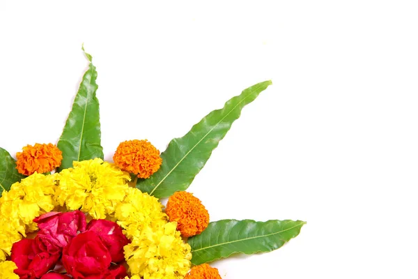 Nagietek kwiat rangoli sztuki — Zdjęcie stockowe