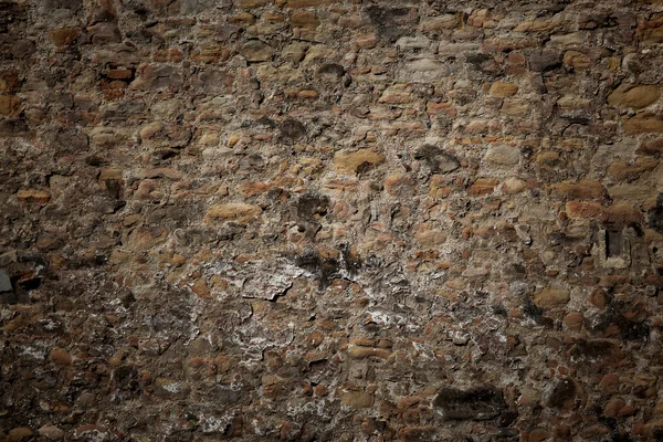 Старая кирпичная стена покрыта плесенью — стоковое фото