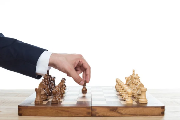 Businessman playing chess — Stock Photo, Image