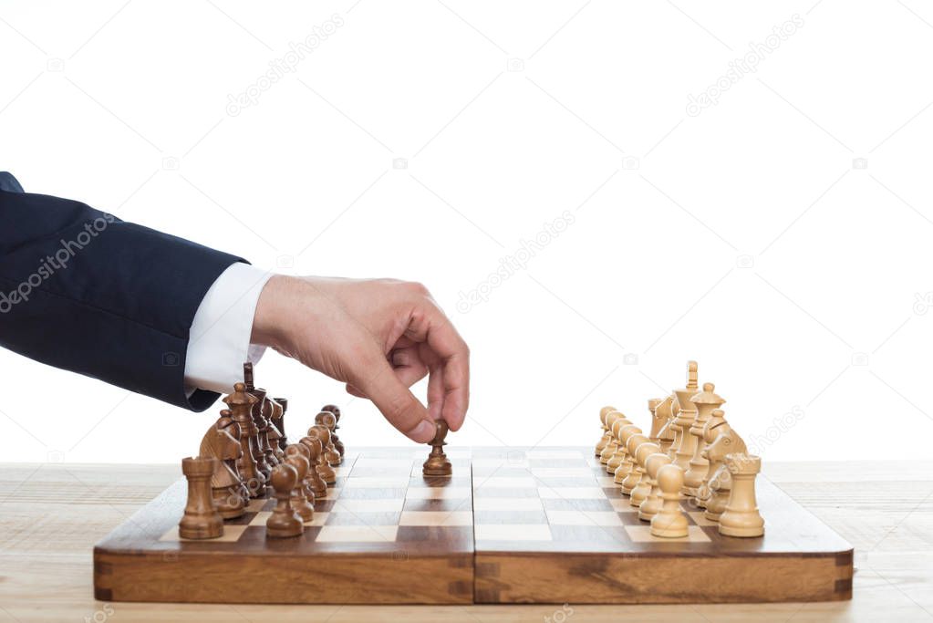 businessman playing chess