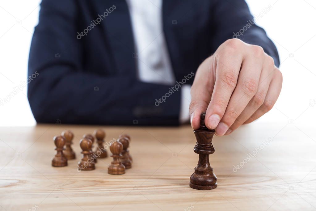 businessman playing chess
