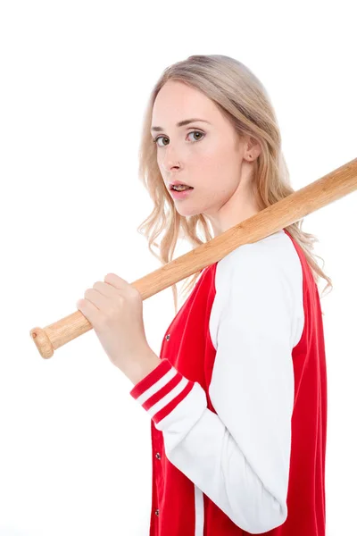 Жінка тримає бейсбольну кажана — Безкоштовне стокове фото