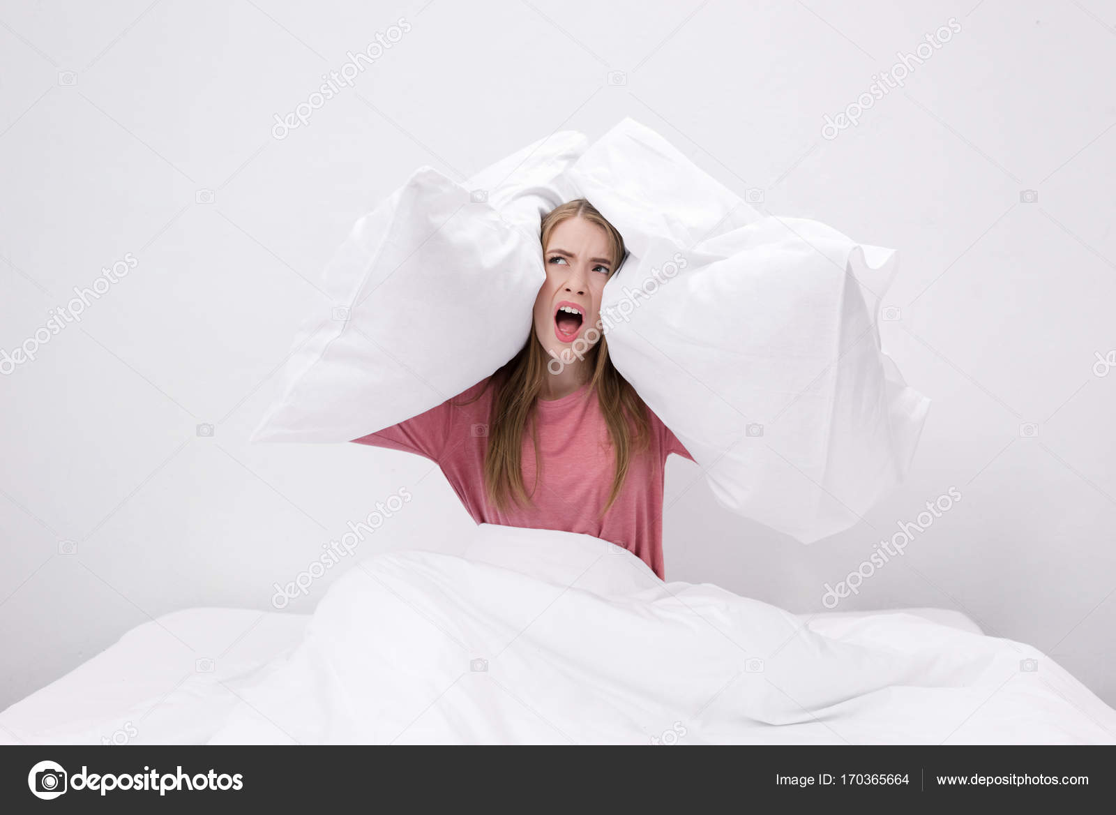 Angry woman with insomnia — Stock Photo © AndrewLozovyi #170365664