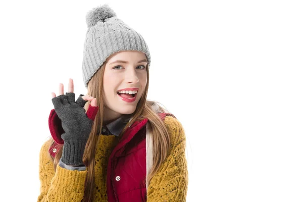 Vrouw vertoont ok teken — Stockfoto