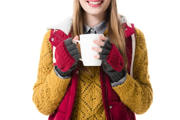 Girl with cup on coffee — Stock Photo, Image