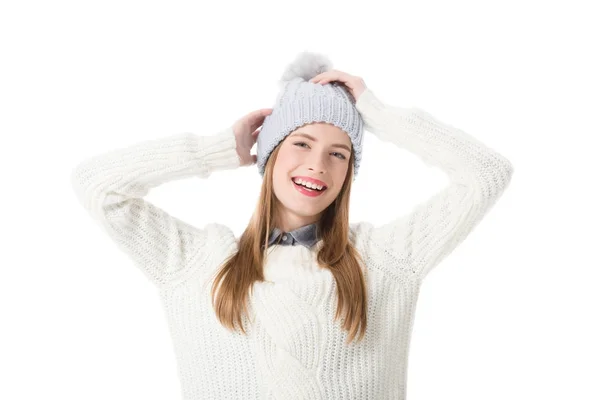 Chica en sombrero de punto —  Fotos de Stock