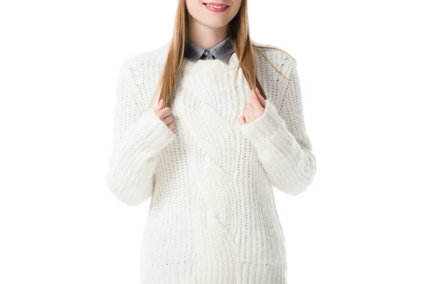 Девушка в зимнем свитере — стоковое фото