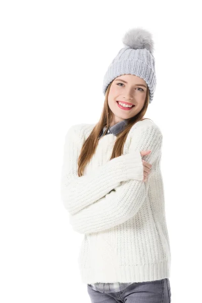 Beautiful girl in sweater — Stock Photo, Image