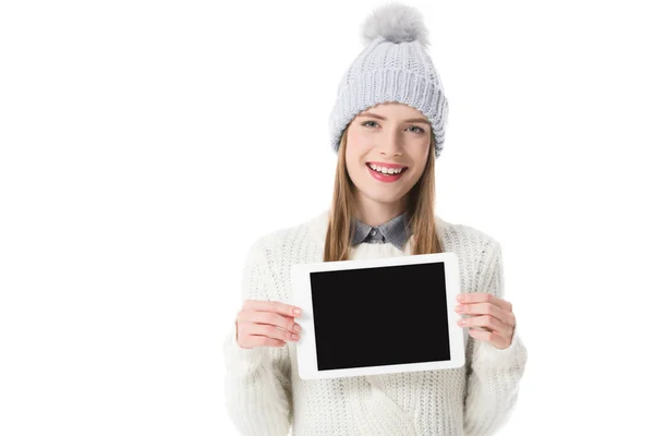 Chica con tableta digital — Foto de stock gratis