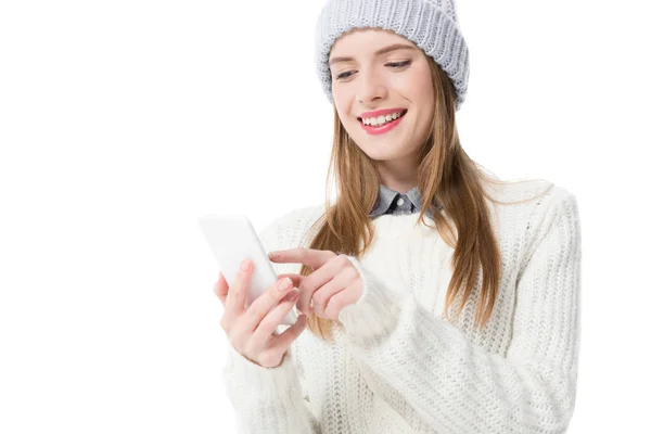 Girl using smartphone — Stock Photo, Image