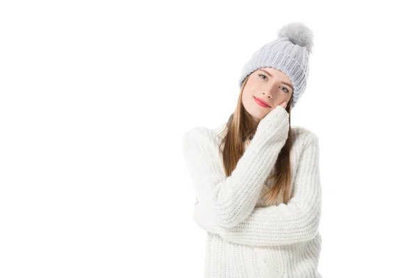 Tender girl in winter clothes — Stock Photo, Image