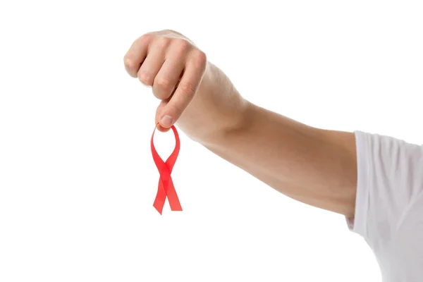 Man holding aids ribbon — Stock Photo, Image