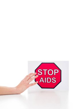 person reaching for stop aids banner clipart