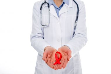 doctor with aids ribbon clipart