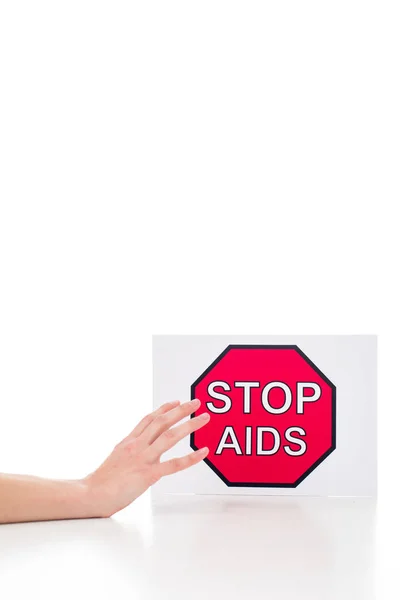 Člověk sáhl po zastavení aids nápis — Stock fotografie zdarma